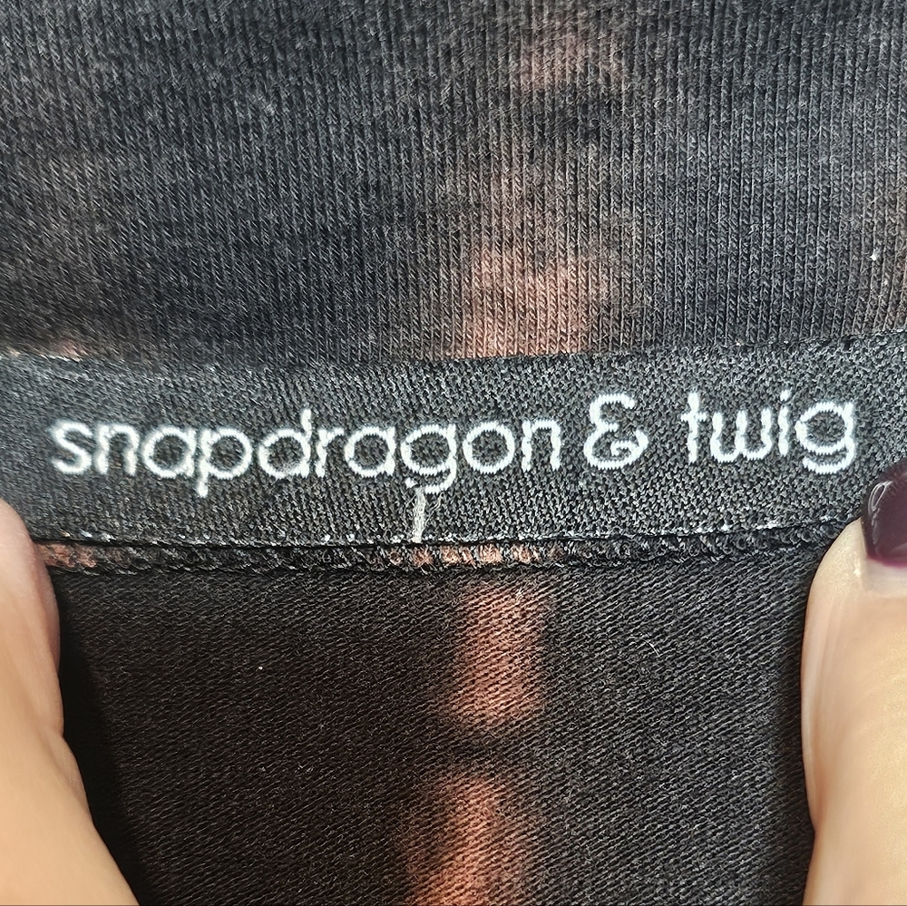 Snapdragon & Twig Asymmetrical Sleeveless Black and Orange Tie-Dye Dress - Picture 6 of 11